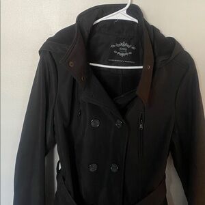 Sebby Black Double-Breasted Trench Coat